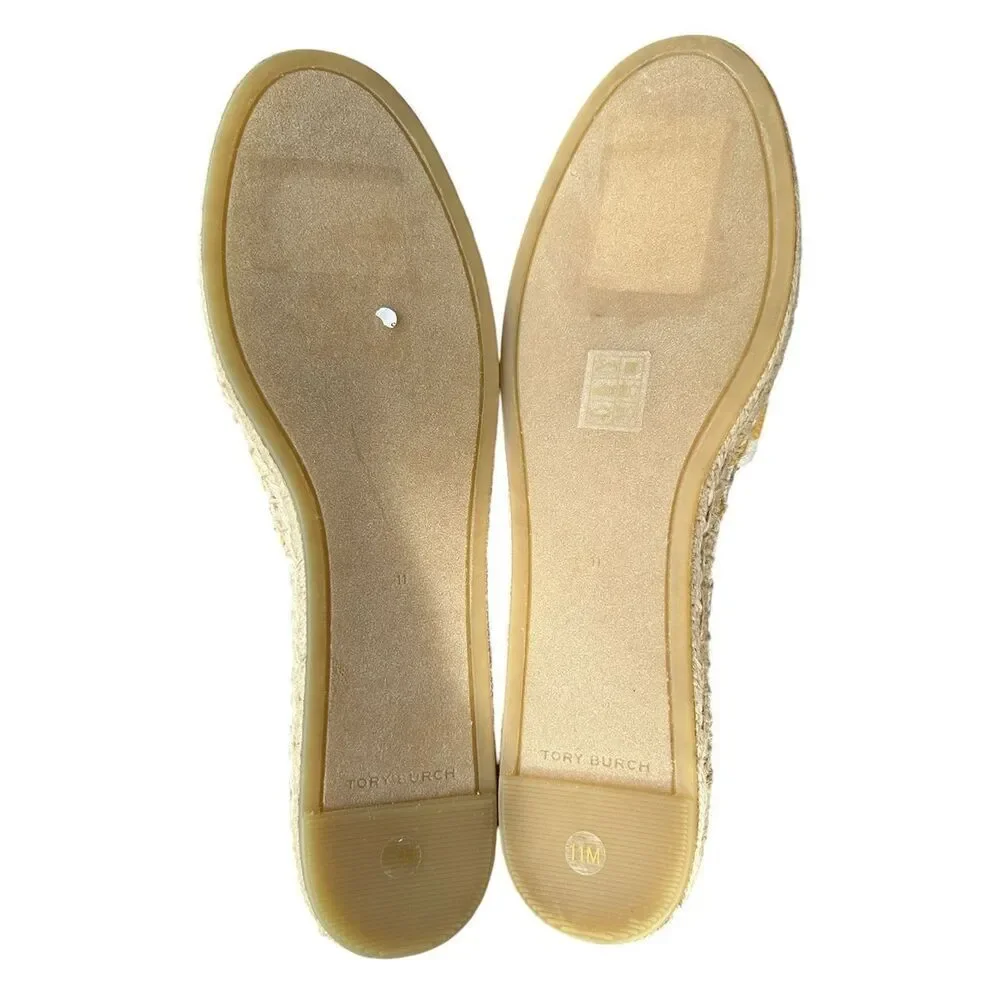 TORY BURCH Fray Stripe Espadrille Flat In Citrus, Size 11, NWOT